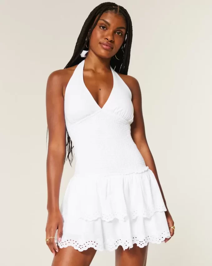 Çift Katlı Fırfırlı Askılı Etek Etek Elbise
