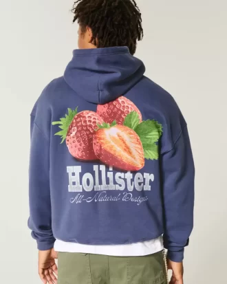 Çilek Logolu Grafik Kapüşonlu Sweatshirt