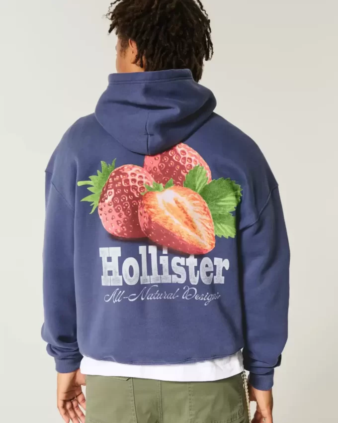 Çilek Logolu Grafik Kapüşonlu Sweatshirt