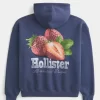 Çilek Logolu Grafik Kapüşonlu Sweatshirt