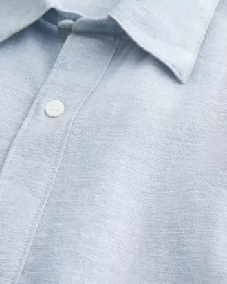 Keten Karışımlı Düğmeli Gömlek