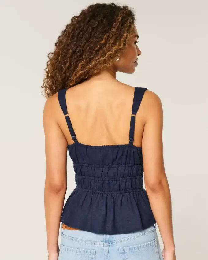 Keten Karışımlı Önden Bağlamalı Peplum Üst Keten Karışımlı Önden Bağlamalı Peplum Üst