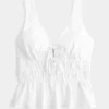 Keten Karışımlı Önden Bağlamalı Peplum Üst Keten Karışımlı Önden Bağlamalı Peplum Üst