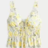 Keten Karışımlı Önden Bağlamalı Peplum Üst Keten Karışımlı Önden Bağlamalı Peplum Üst