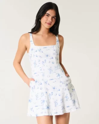 Keten Karışımlı Yapılı Mini Elbise