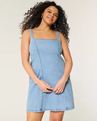 Keten Karışımlı Yapılı Mini Elbise