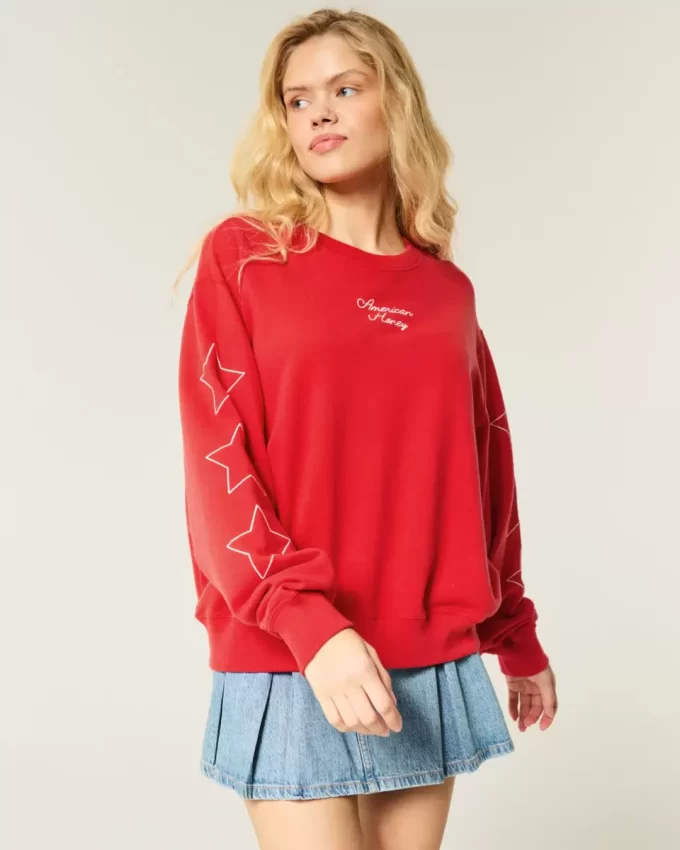 Kolay Amerikan Balı Grafikli Mürettebat Sweatshirt