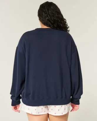 Kolay Amerikan Bayrağı Grafikli Mürettebat Sweatshirt