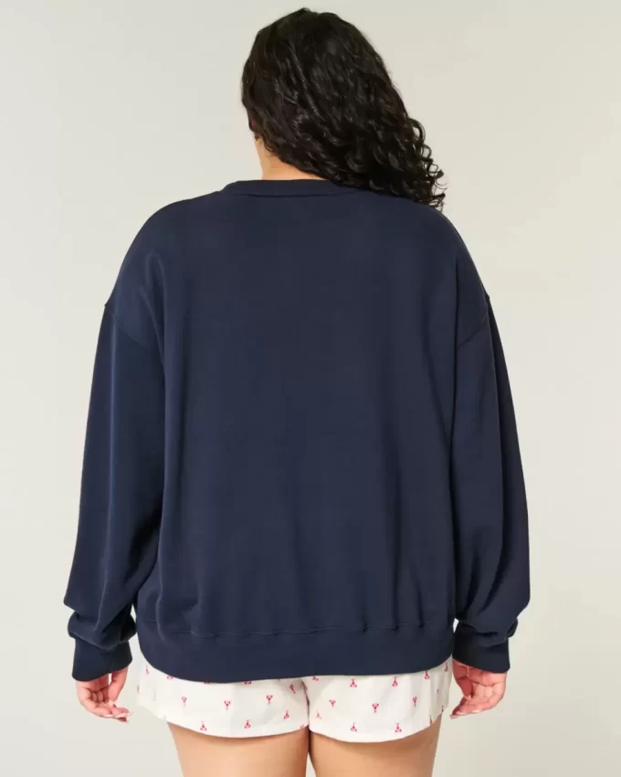 Kolay Amerikan Bayrağı Grafikli Mürettebat Sweatshirt