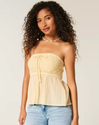 Kolay Askısız Tığ İşi Karışık Babydoll Üst