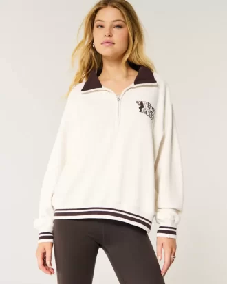 Kolay Boston Tenis Kulübü Grafikli Yarım Fermuarlı Sweatshirt