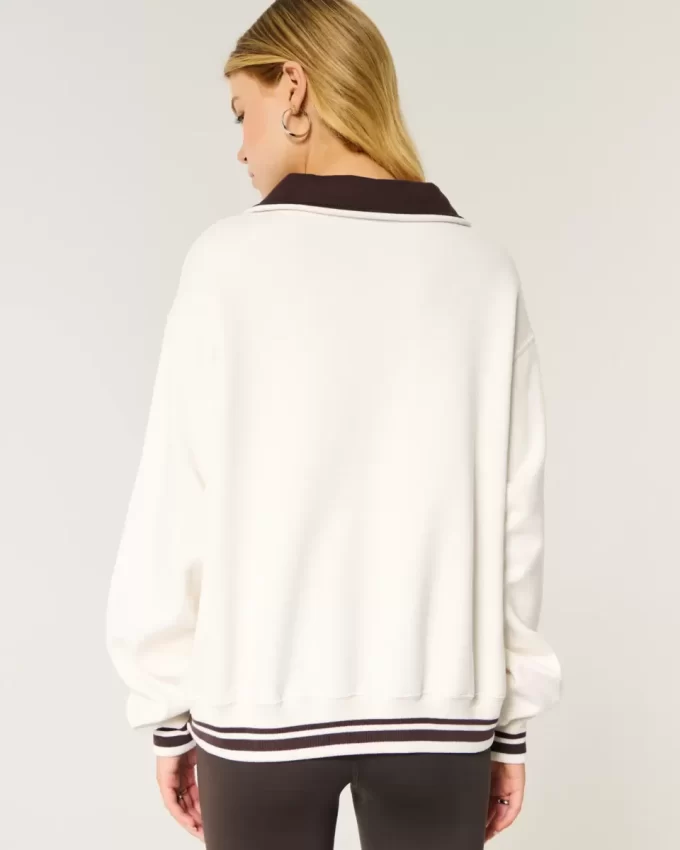 Kolay Boston Tenis Kulübü Grafikli Yarım Fermuarlı Sweatshirt
