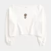 Kolay Grafik Çift Omuz Açık Sweatshirt