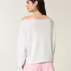 Kolay Grafik Çift Omuz Açık Sweatshirt