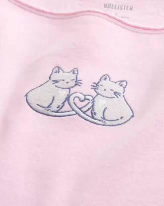 Kolay Grafik Çift Omuz Açık Sweatshirt