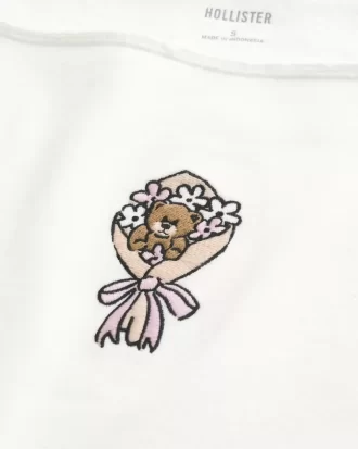 Kolay Grafik Çift Omuz Açık Sweatshirt