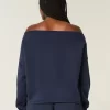Kolay Grafik Çift Omuz Açık Sweatshirt