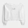 Kolay Grafik Çift Omuz Açık Sweatshirt