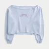 Kolay Grafik Çift Omuz Açık Sweatshirt