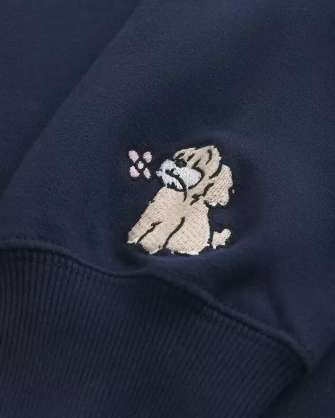 Kolay Grafik Çift Omuz Açık Sweatshirt