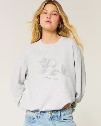 Kolay Çiçekli Grafikli Mürettebat Sweatshirt