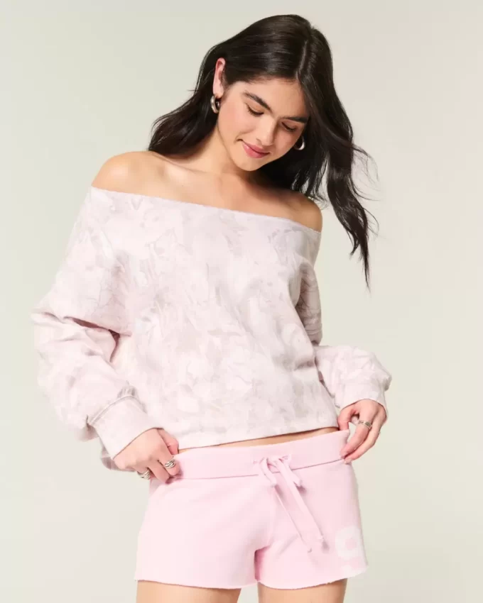Kolay Çift Omuz Açık Kamuflaj Sweatshirt Kolay Çift Omuz Açık Kamuflaj Sweatshirt