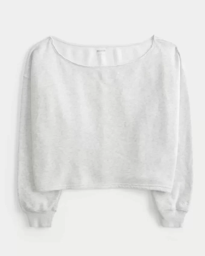 Kolay Çift Omuz Açık Sweatshirt