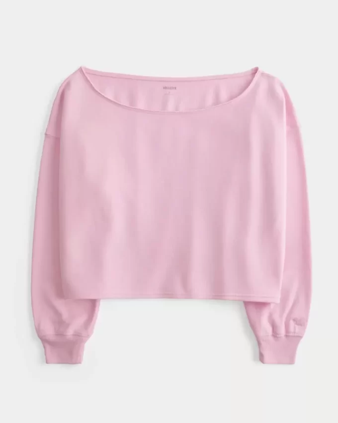 Kolay Çift Omuz Açık Sweatshirt