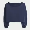 Kolay Çift Omuz Açık Sweatshirt