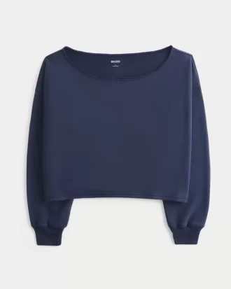 Kolay Çift Omuz Açık Sweatshirt