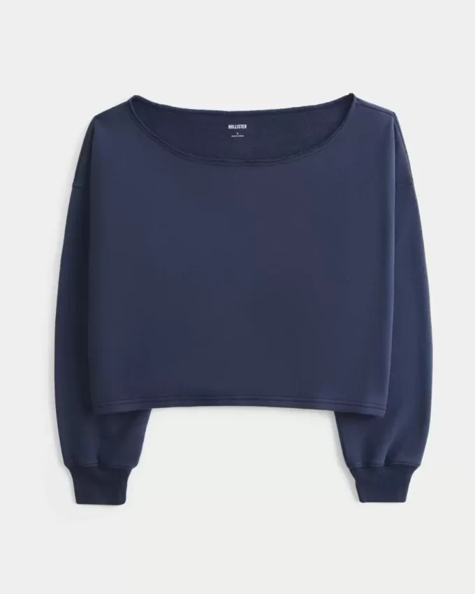 Kolay Çift Omuz Açık Sweatshirt