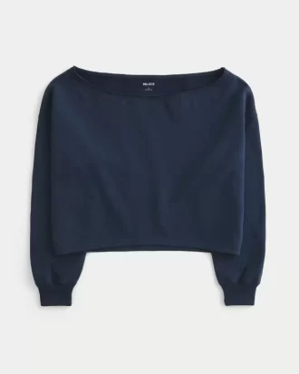 Kolay Çift Omuz Açık Sweatshirt