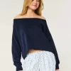 Kolay Çift Omuz Açık Sweatshirt