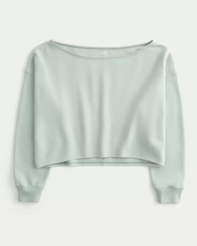 Kolay Çift Omuz Açık Sweatshirt