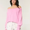 Kolay Çift Omuz Açık Sweatshirt