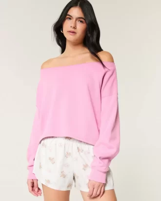 Kolay Çift Omuz Açık Sweatshirt