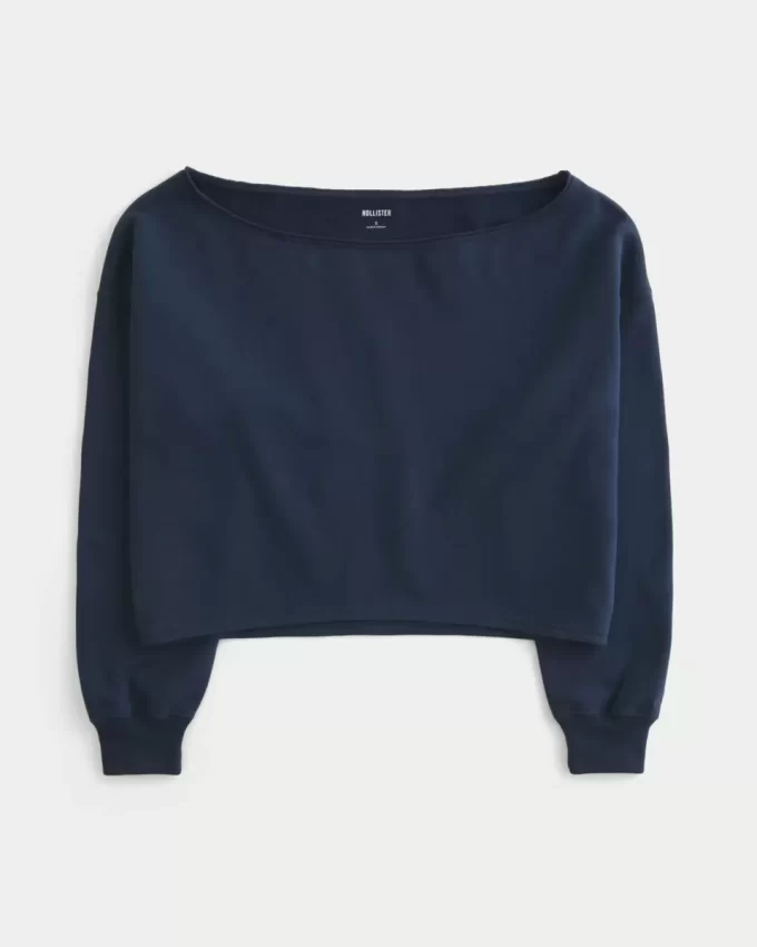 Kolay Çift Omuz Açık Sweatshirt