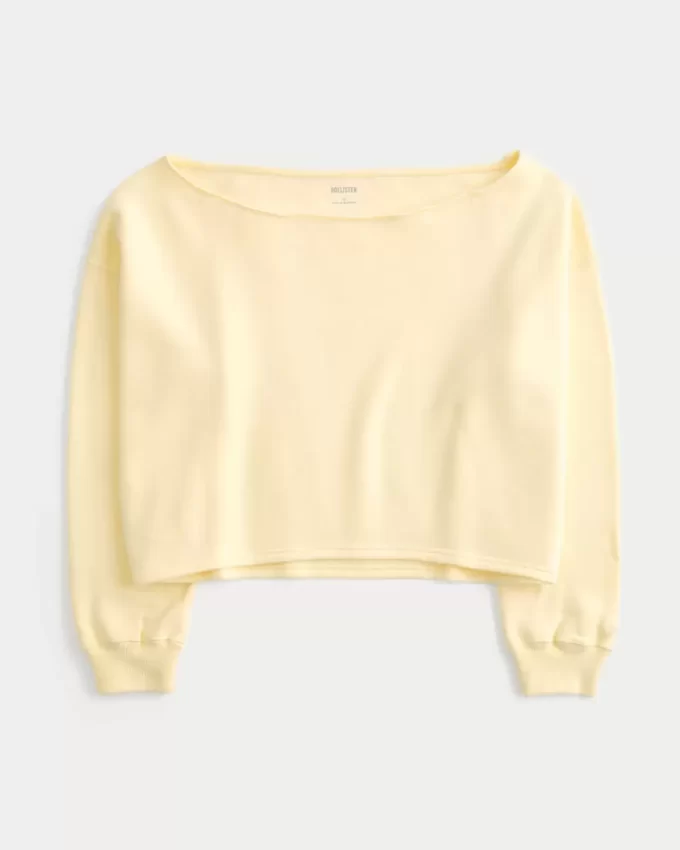 Kolay Çift Omuz Açık Sweatshirt