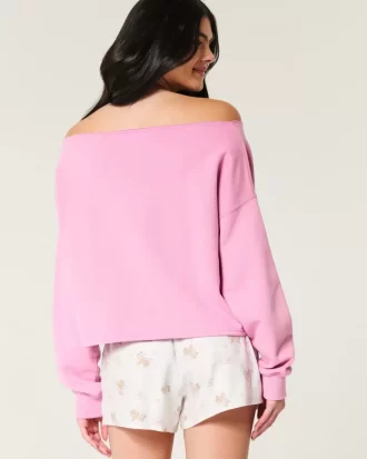 Kolay Çift Omuz Açık Sweatshirt