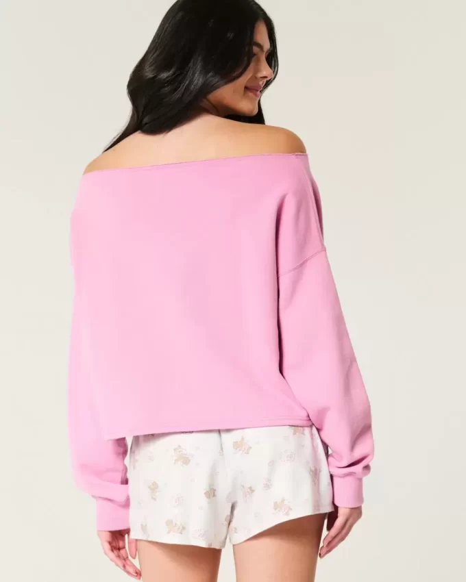 Kolay Çift Omuz Açık Sweatshirt