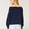 Kolay Çift Omuz Açık Sweatshirt
