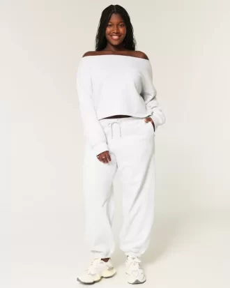 Kolay Çift Omuz Açık Sweatshirt