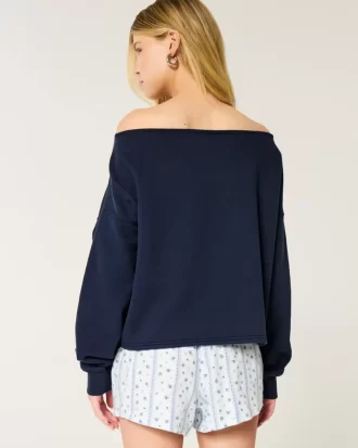 Kolay Çift Omuz Açık Sweatshirt