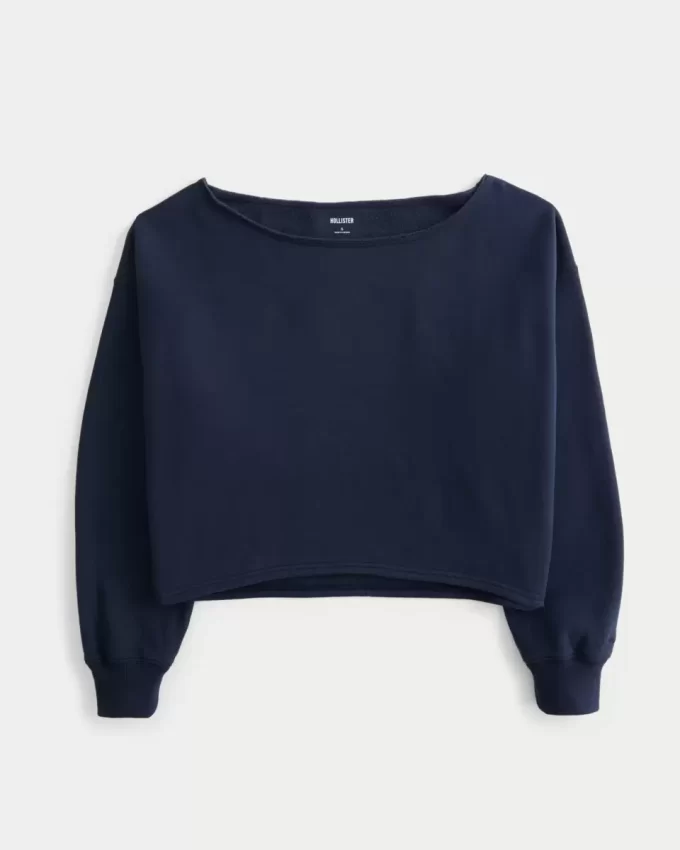Kolay Çift Omuz Açık Sweatshirt