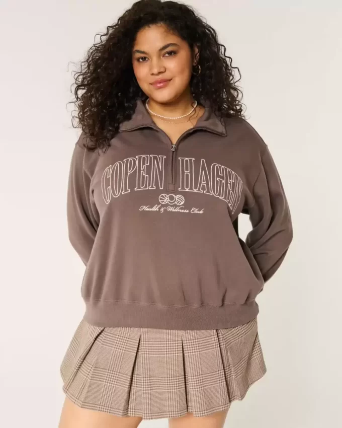 Kolay Kopenhag Grafikli Yarım Fermuarlı Sweatshirt Kolay Kopenhag Grafikli Yarım Fermuarlı Sweatshirt
