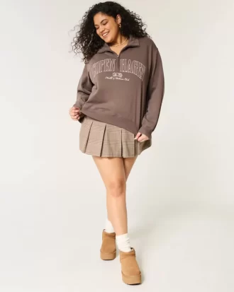 Kolay Kopenhag Grafikli Yarım Fermuarlı Sweatshirt