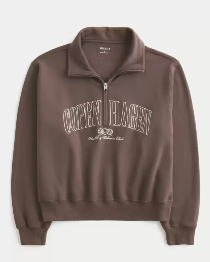 Kolay Kopenhag Grafikli Yarım Fermuarlı Sweatshirt Kolay Kopenhag Grafikli Yarım Fermuarlı Sweatshirt
