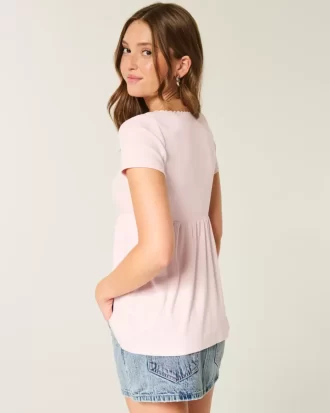 Kolay Kısa Kollu Dantelli Babydoll Üst