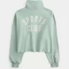 Kolay New York Grafik Yarım Fermuarlı Kesik Sweatshirt