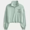 Kolay New York Grafik Yarım Fermuarlı Kesik Sweatshirt